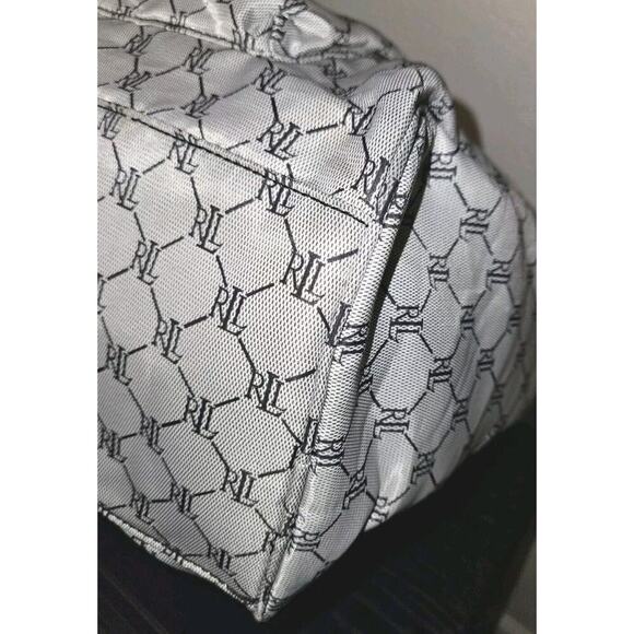 RALPH LAUREN Signature RL Logo Travel Duffle Weekend Carry On Bag Gray 16x14x5 - Picture 11 of 16